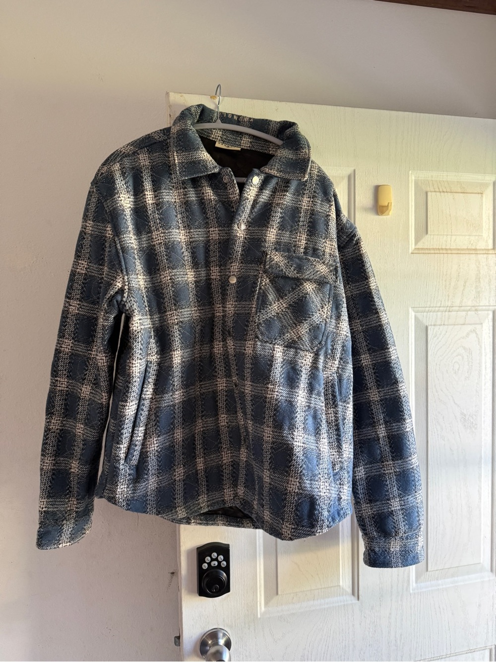 YOUNGLA Men's Blue Plaid Shacket Jacket